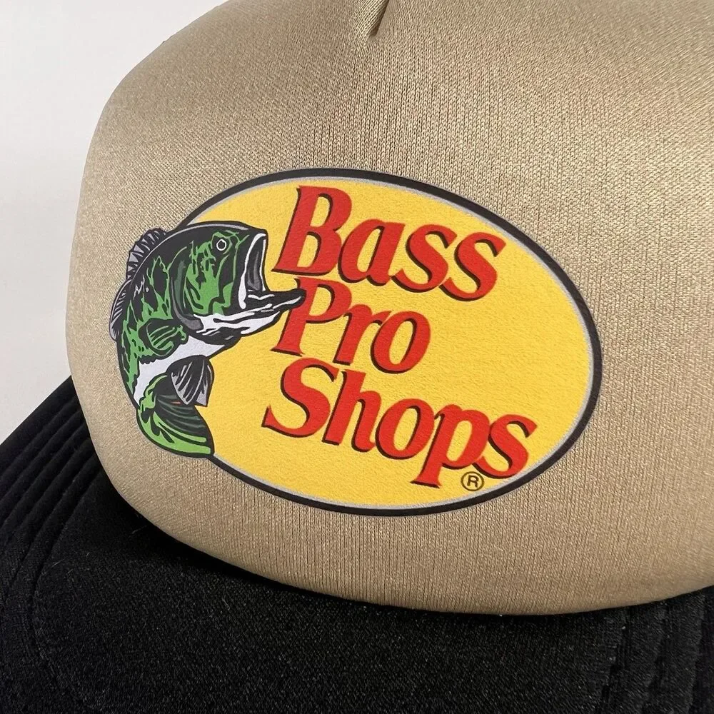 Bass Pro Shops Foam Trucker Hat Tan/Camo Mesh Snapback One Size Adjustable NWOT